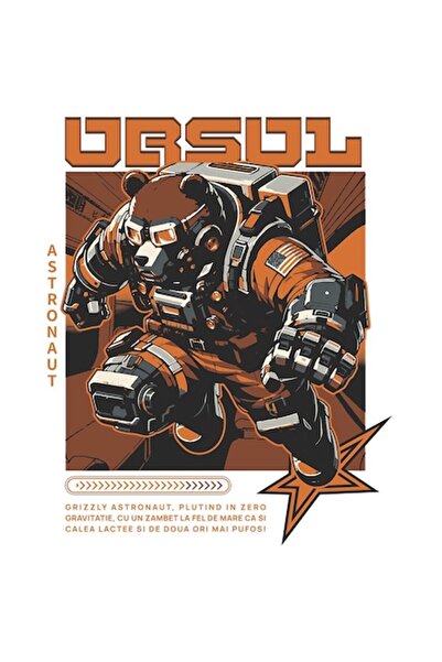 OEM Autocolant Urs Grizzly Astronaut, Gravity, Robot cu margini albe, vinil P...