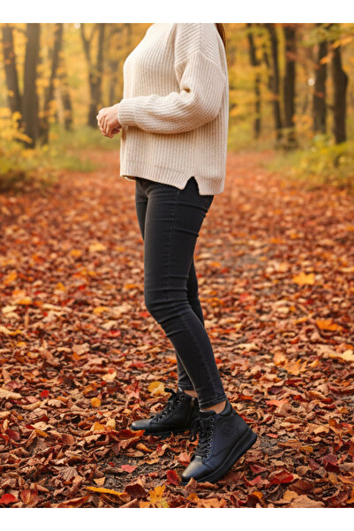 StWenn Γνήσιο δέρμα Comfort Lace Zipper Μαλακό δέρμα με επίπεδη σόλα Casual γυναικείες μπότες