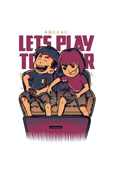 OEM Стикер с двама братя, играещи видео игри „Да играем заедно“ PVC винил 10 см