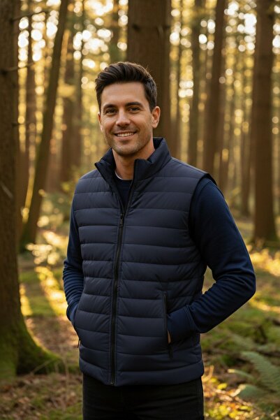 OTAKU Ανδρικό φουσκωτό γιλέκο με καπιτονέ επένδυση με διπλή τσέπη