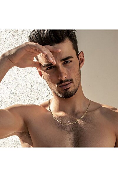 UNA VIDA 5mm Cuban Chain for Men in 925 Silver, Silver, 55 cm