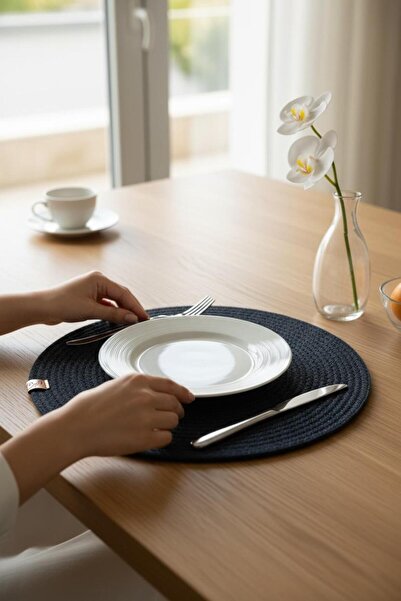 ANJEAHOME Narva Black Supla |   American Service Lux Presentation Plate Coaster 32X32 cm |   Stylish Tableware Decoration