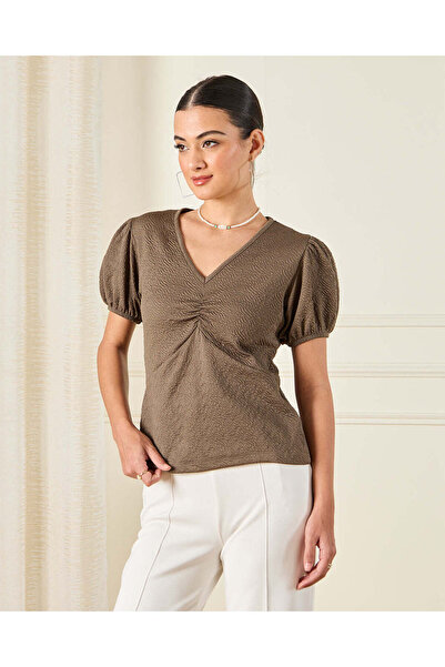 REDTAG Women Beige Jacquard Top