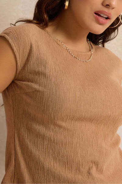 REDTAG Women Beige Textured Top