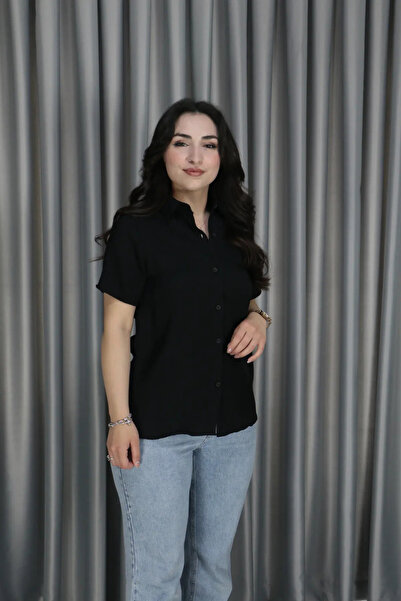 Femella Women Fashion Cămașă de damă cu mânecă scurtă, roz, din in, mărimea L...