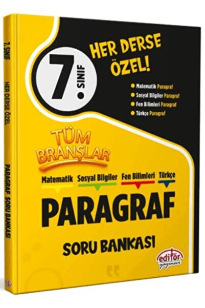 Editör Yayınevi 7. Sınıf Tüm Branşlar Paragraf Soru Bankası