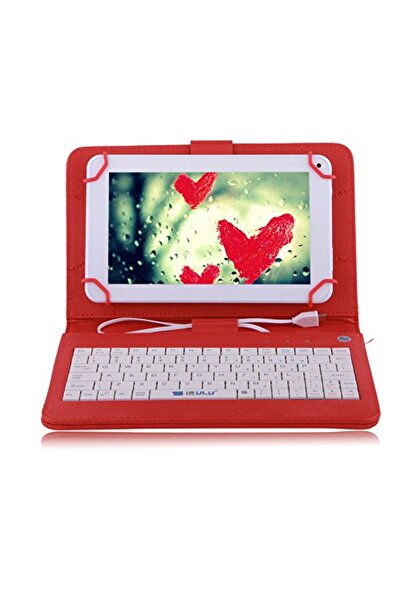 MRG Tablet Case With Keyboard L-14, Model X, 9 Inch, Micro USB, Red