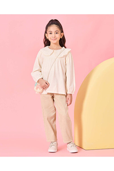 REDTAG Girls Beige Embossed Top