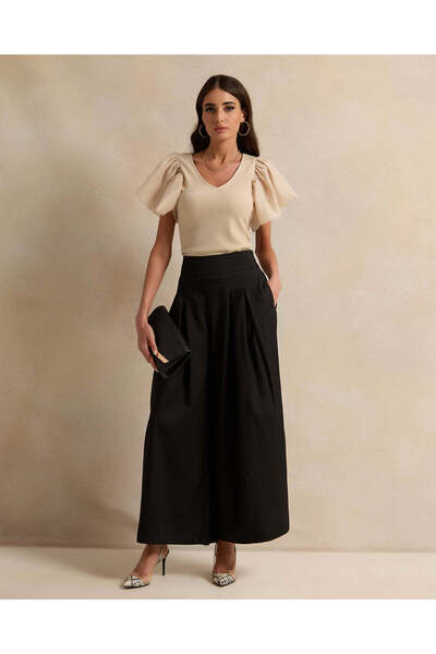 REDTAG Women Beige Solid Puff Short Sleeve Top