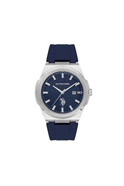 U.S. Polo Assn. Fundamental 44mm Men's Watch with Blue Dial & Rubber Strap