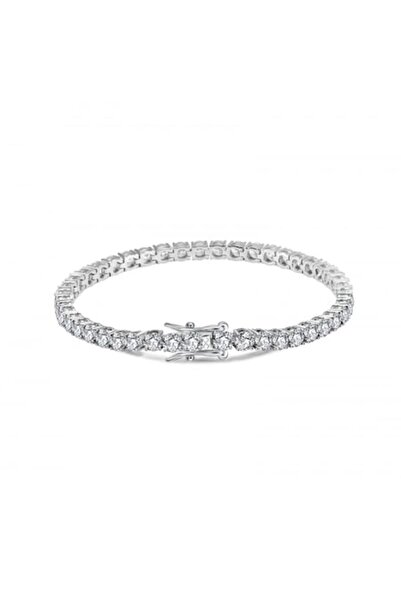 UNA VIDA Men's Tennis Bracelet Silver 4mm, 18 cm