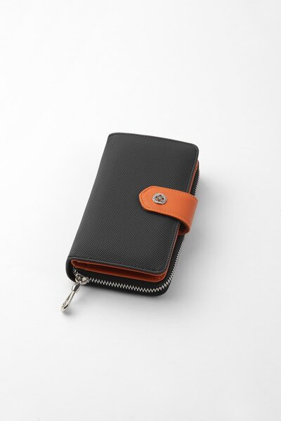 CENGİZ PAKEL Magnetic Medium Size Women's Wallet – 65231L - Black/Tile