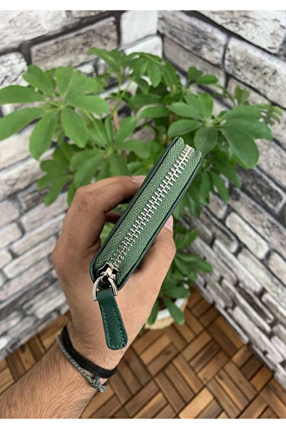 GUARD Green Saffiano Zippered Portfolio Wallet