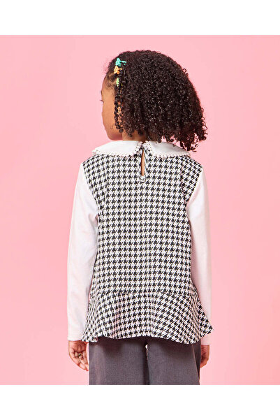 REDTAG Girls Black And White Peterpan Collar Top