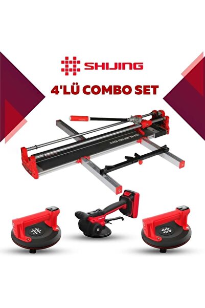 SHİJİNG TOOLS Manuel Kesici Dijital Vantuz ve Fayans Vibratörü 4'lü Pro Set