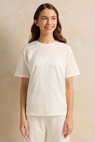 REDTAG Senior Girls White Jacquard Top