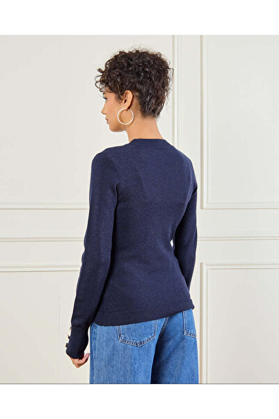 REDTAG Women Navy Button Detailed Sweater