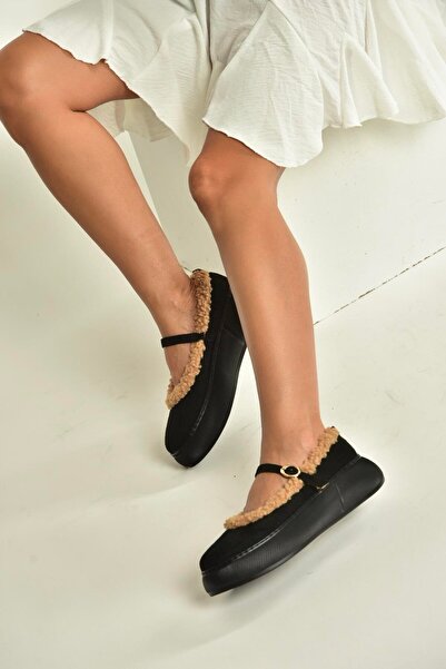 Fox Shoes V811269502 Black Suede Casual Women's Shoes with Fur Inside