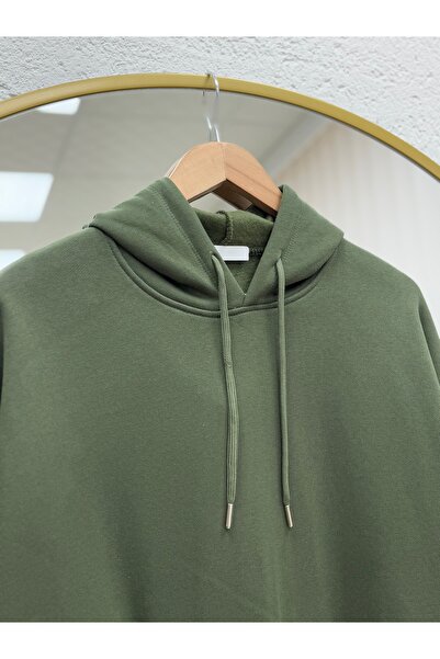 BENAHOLL Μπλούζα Banu Yandan με οβάλ τσέπες oversized με κουκούλα και τρεις κορδόνια Sweat-ZN1644 Khaki