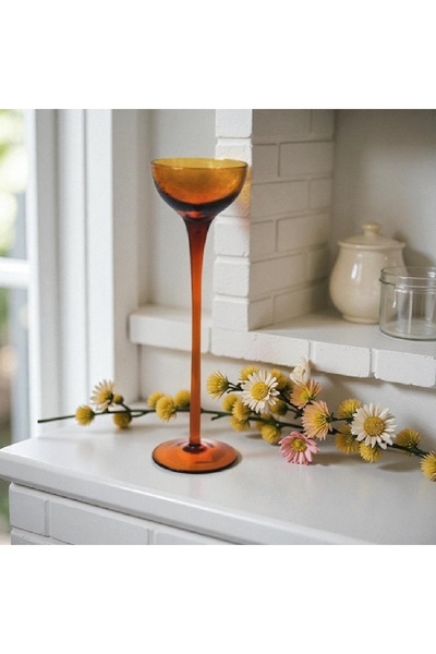 Decoratiuni Vintage Casa Retro Suport lumanare din sticla, Sfesnic, inaltime ...