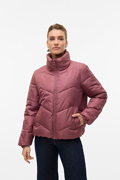Vero Moda Kadin Kisa Sisme Mont – Ligario - Yüksek Yaka, Fermuarli, Cepli, Polyester Dolgulu