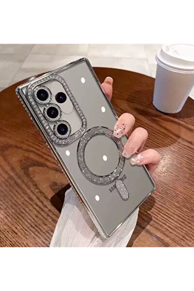 m.tk moveteck Samsung Galaxy A15 Case Glittery Stone Lens Protection Transparent Back Colorful Edge Shiny Magsafe Cover