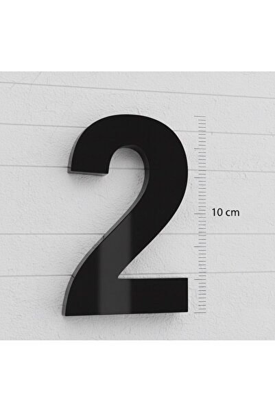 Aras Vizyon Tasarım Kapı Numarası 10 cm NO 2- 3mm Parlak Siyah Pleksi Yapışka...