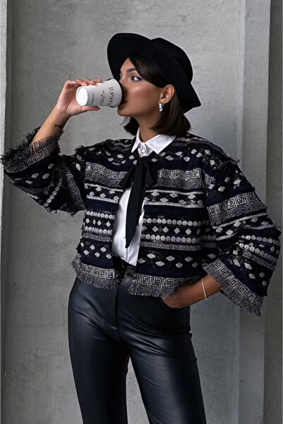 Bare & Bold Embroidered Tie-Up Black Cardigan