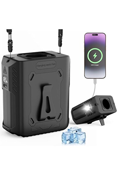 Auto Family FZE AUTO FAMILY Portable Hanging Waist Fan – Rechargeable Hands-Free Cooling Fan with Digital Display