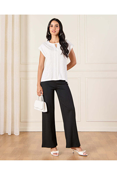 REDTAG Women White Panel Detailed Top