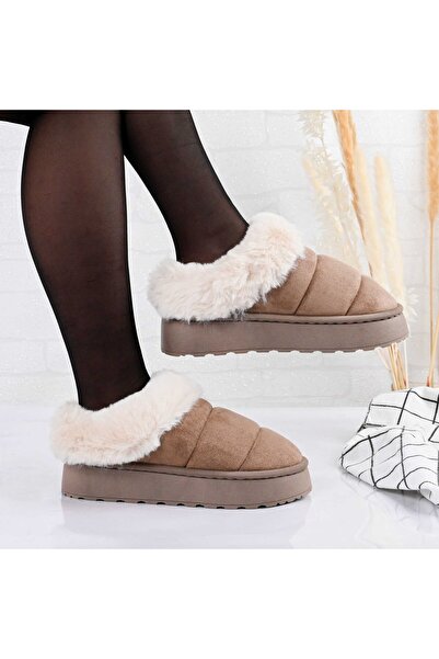 Tmall Women's Slippers, Made of -Suede Leather, With Fur, TM1PD1051, Brown