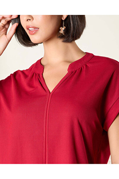 REDTAG Women Red Tie Front Sleeveless Top