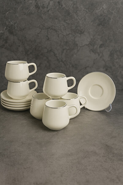 Ayzem Silver New Bone 6 Kişilik Kahve Fincan Takımı 90ml