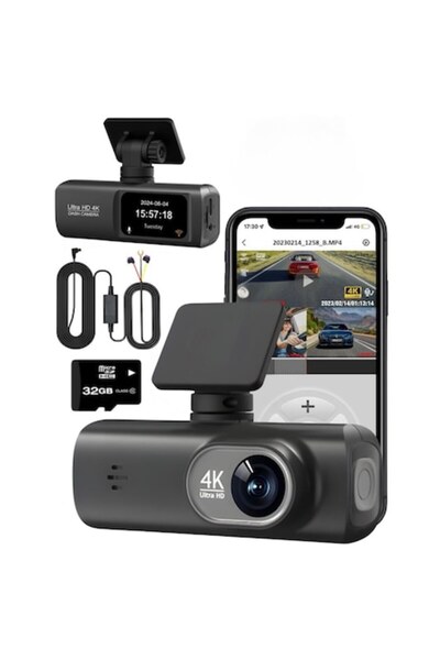 QOVU V22 Single 4K Dash Camera (Front) with GPS, 32GB Card, Parking Kit, 170° FOV