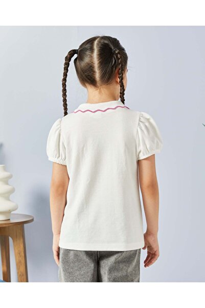 REDTAG Girls White Collared Casual Top