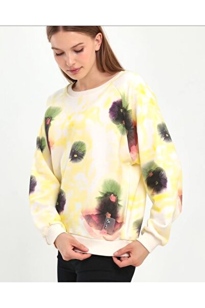 The Women's Cream Printed Crew Neck Sweatshirt – 100% Cotton 3 Thread Comfortable Fit Without Sharding