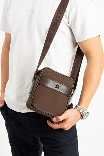 Mega & Polo Men's Casual Sports Travel Crossbody Bag Satin Fabric Water Repellent Lightweight Shoulder Chest Bag