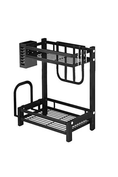 OEM Suport pentru condimente, 2 rafturi, oțel inoxidabil, negru, 33x41,7x20 cm