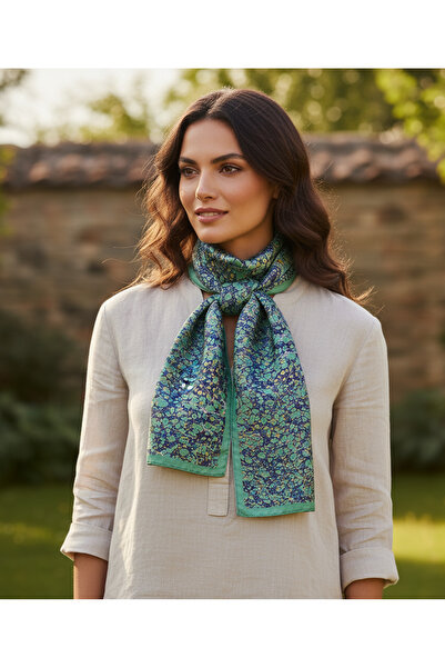 tuaipek DENİZ MERMERİ Desen Şık & Zarif Kadın Aksesuarı Saten Fular 30x165cm