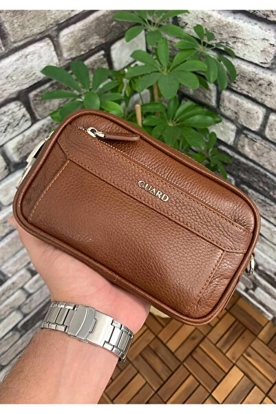 GUARD Tan Genuine Leather Combination Clutch Bag