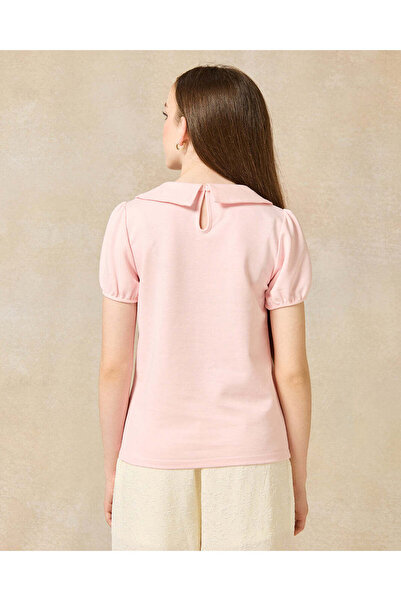 REDTAG Senior Girls Pink Peter Pan Collar Top