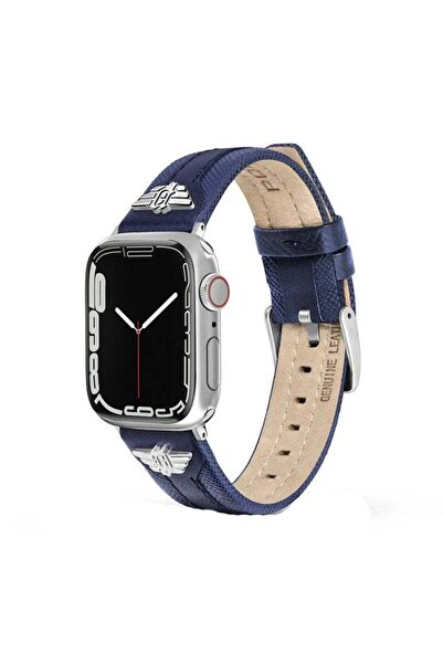 Police أحزمة ساعة وينجز الجلدية الزرقاء