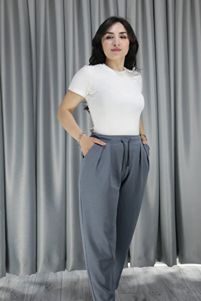 Femella Women Fashion بنطلون نسائي من قماش المودال الكريب - مقاس M - مدخن