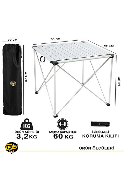 Funky Chairs Titanium Katlanabilir Çantalı Alüminyum Kamp ve Piknik Masası - ...