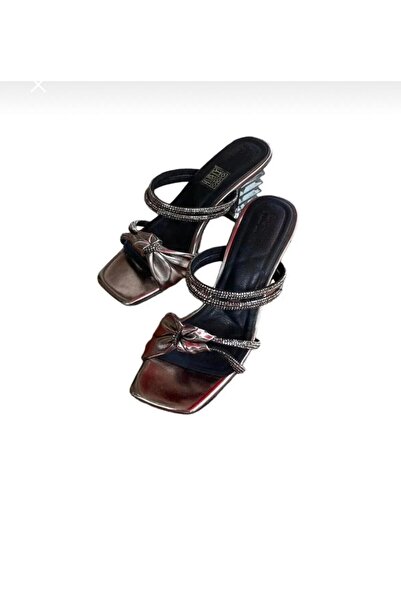 İpek жіночі прозорі капці на підборах з камінцями