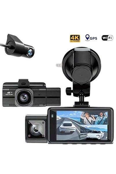QOVU F6 4K Triple Dash Camera (Front 4K, Interior 1080p, Rear 1080p)