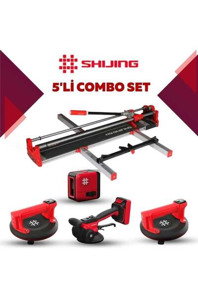 SHİJİNG TOOLS Manuel Kesici Dijital Vantuz Fayans Vibratörü ve Lazer Metre 5'...