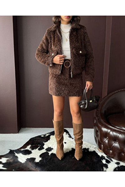 Bare & Bold Faux Fur Look Women's Jacket - Dark Brown