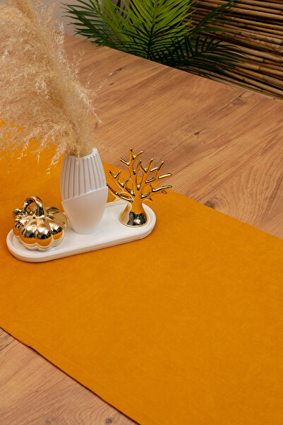 abidehanım Tissue |   Velvet Textured Sweet Mustard Runner 135 X 40