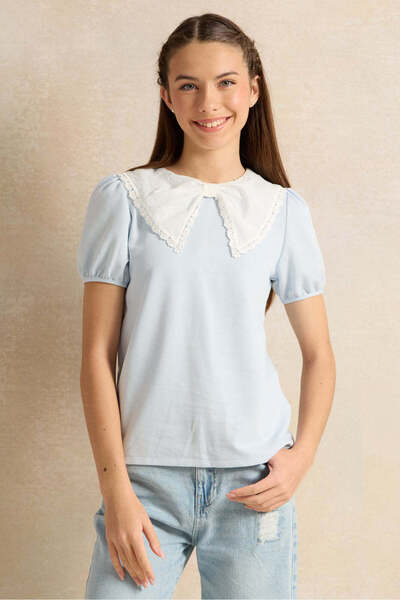 REDTAG Senior Girls Blue Embellished Top